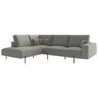 ECKSOFA in Flachgewebe Hellbraun  - Hellbraun/Schwarz, Design, Textil/Metall (223/280/223cm) - Livetastic