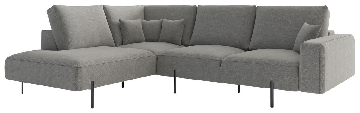 ECKSOFA in Flachgewebe Hellbraun  - Hellbraun/Schwarz, Design, Textil/Metall (223/280/223cm) - Livetastic