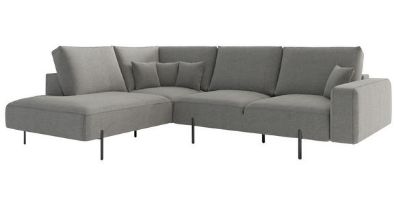 ECKSOFA Hellbraun Flachgewebe  - Hellbraun/Schwarz, Design, Textil/Metall (223/280/223cm) - Novel