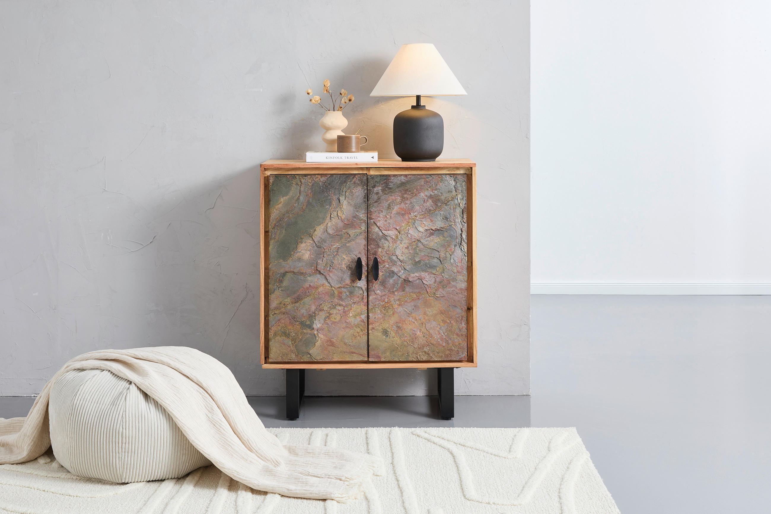 Tallinn Kommode Bissau  in 85/100/40 cm  - Goldfarben/Naturfarben, Natur, Holz/Metall (85/100/40cm) - Livetastic