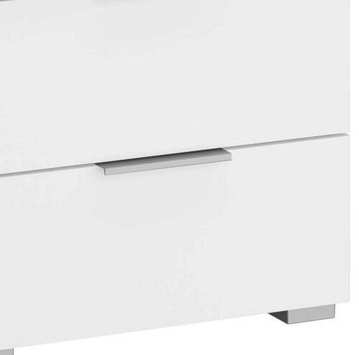 NOČNA OMARICA, bela  - bela/barve aluminija, Moderno, leseni material (47/43/42cm) - Rauch Möbel
