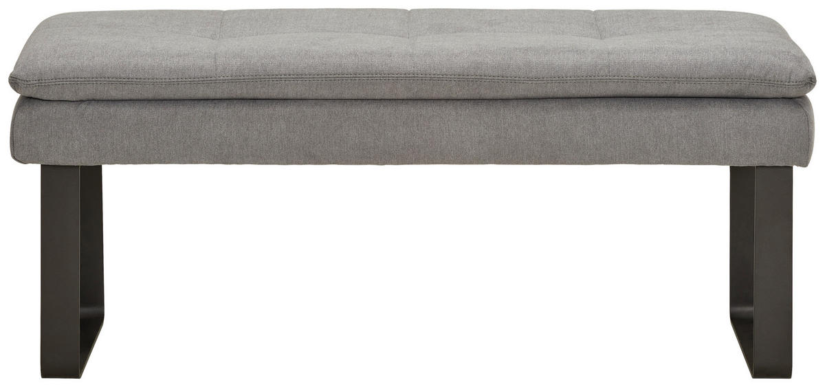HOCKERBANK 123/53/55 cm Flachgewebe Grau Metall  - Schwarz/Grau, Design, Textil/Metall (123/53/55cm) - Novel