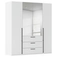 DREHTÜRENSCHRANK 201/223/61 cm,  in Weiß, 4-türig  - Chromfarben/Schwarz, Basics, Glas/Holzwerkstoff (201/223/61cm) - Novel