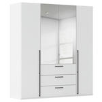 DREHTÜRENSCHRANK 201/223/61 cm,  in Weiß, 4-türig  - Chromfarben/Schwarz, Basics, Glas/Holzwerkstoff (201/223/61cm) - Novel