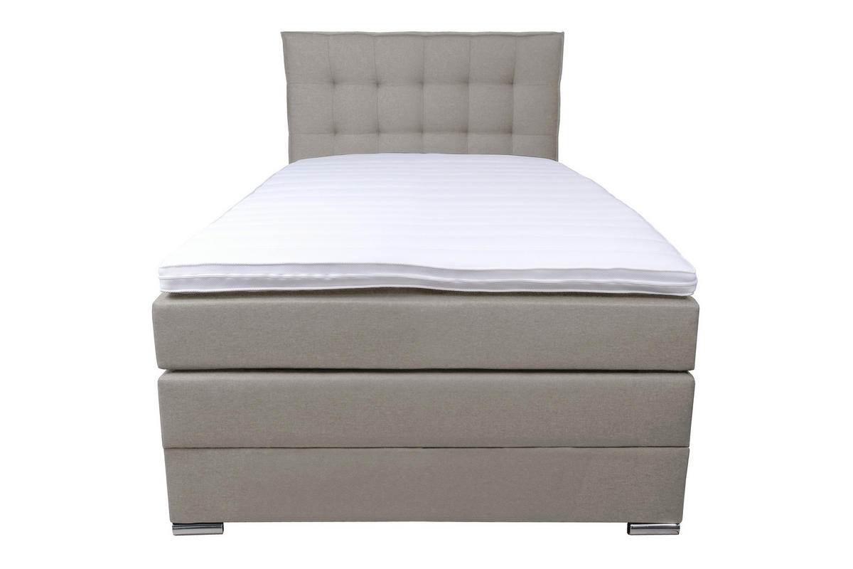 BOXSPRINGBETT 120/200 cm  in Grau  - Chromfarben/Schwarz, Konventionell, Kunststoff/Textil (120/200cm) - Boxxx