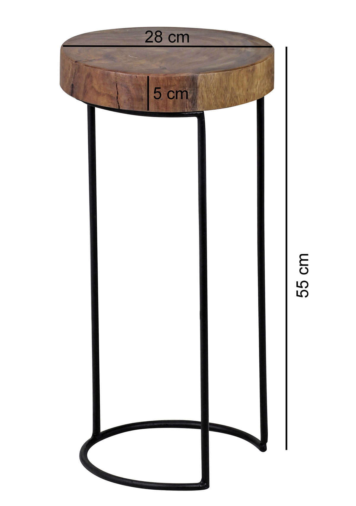 POMOĆNI STOLIĆ boje Sheeshama  drvo   - crna/boje Sheeshama, Design, drvo/metal (28/28/55cm) - MID.YOU