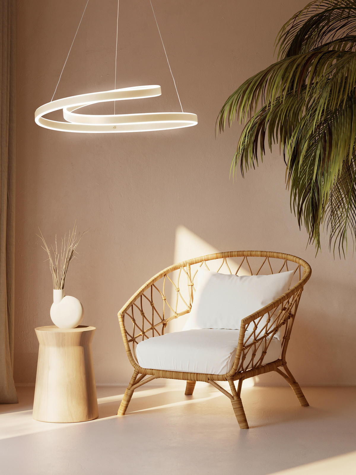LED-PENDELLEUCHTE Silivio 61/180 cm   - Sandfarben, LIFESTYLE, Metall (61/180cm) - Fischer & Honsel