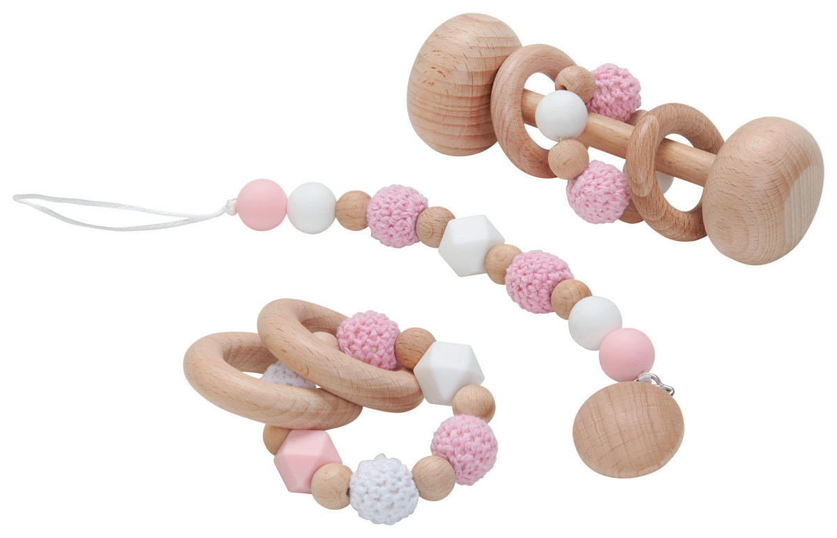 KINDERSPIELSET - Weiss/Naturfarben, Natur, Holz/Textil - Avelia