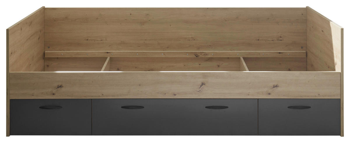 POSTELJA 90 cm   x 200 cm  , leseni material barve grafita, hrast artisan  - barve grafita/hrast artisan, Konvencionalno, leseni material (204/65/95cm) - Hom`in