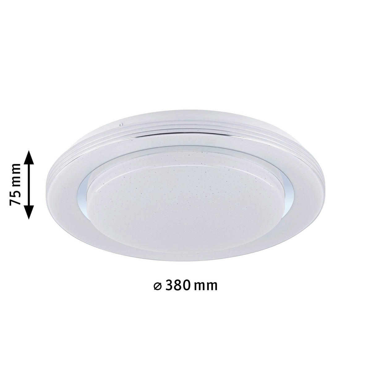 DECKENLEUCHTE  38/7,5 cm    - Chromfarben/Weiß, Basics, Kunststoff/Metall (38/7,5cm) - Paulmann