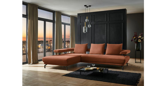 ECKSOFA in Chenille Rostfarben  224/305 cm  - Rostfarben/Schwarz, Design, Textil/Metall (224/305cm) - Dieter Knoll