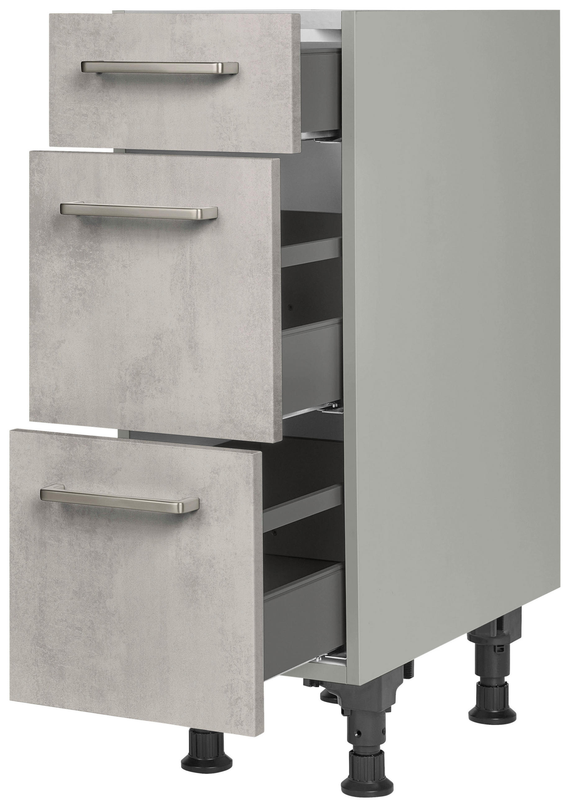 SCHUBKASTENUNTERSCHRANK 30/87/56 cm  in Hellgrau  - Edelstahlfarben/Hellgrau, MODERN, Holzwerkstoff/Metall (30/87/56cm) - Nobilia
