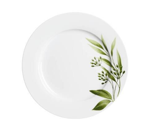 MĚLKÝ TALÍŘ porcelán keramika 24 cm - bílá/zelená, Konvenční, keramika (24cm) - Ritzenhoff Breker