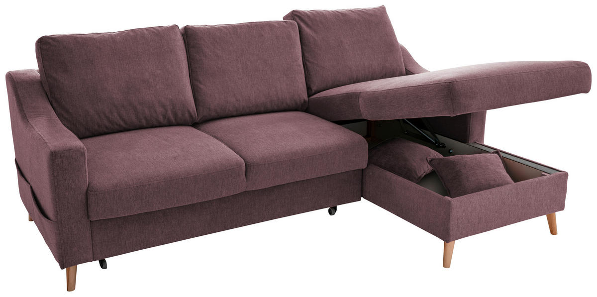 ECKSOFA in Struktur Bordeaux  - Bordeaux/Naturfarben, Konventionell, Holz/Textil (228/150cm) - P & B