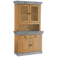 BUFFET 108/197/45 cm  in Grau, Laugenfarbig  - Laugenfarbig/Grau, ROMANTIK / LANDHAUS, Glas/Holz (108/197/45cm) - Boxxx