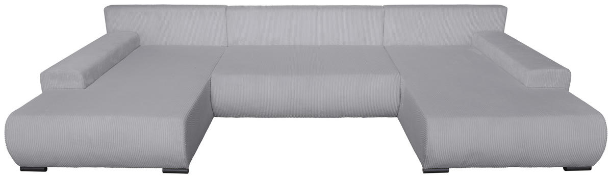 WOHNLANDSCHAFT Grau Cord  - Schwarz/Grau, KONVENTIONELL, Textil/Metall (191/351/191cm) - Carryhome