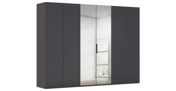 DREHTÜRENSCHRANK 301/235/61 cm,  in Graphitfarben, 6-türig  - Graphitfarben, Basics, Glas/Holzwerkstoff (301/235/61cm) - Novel