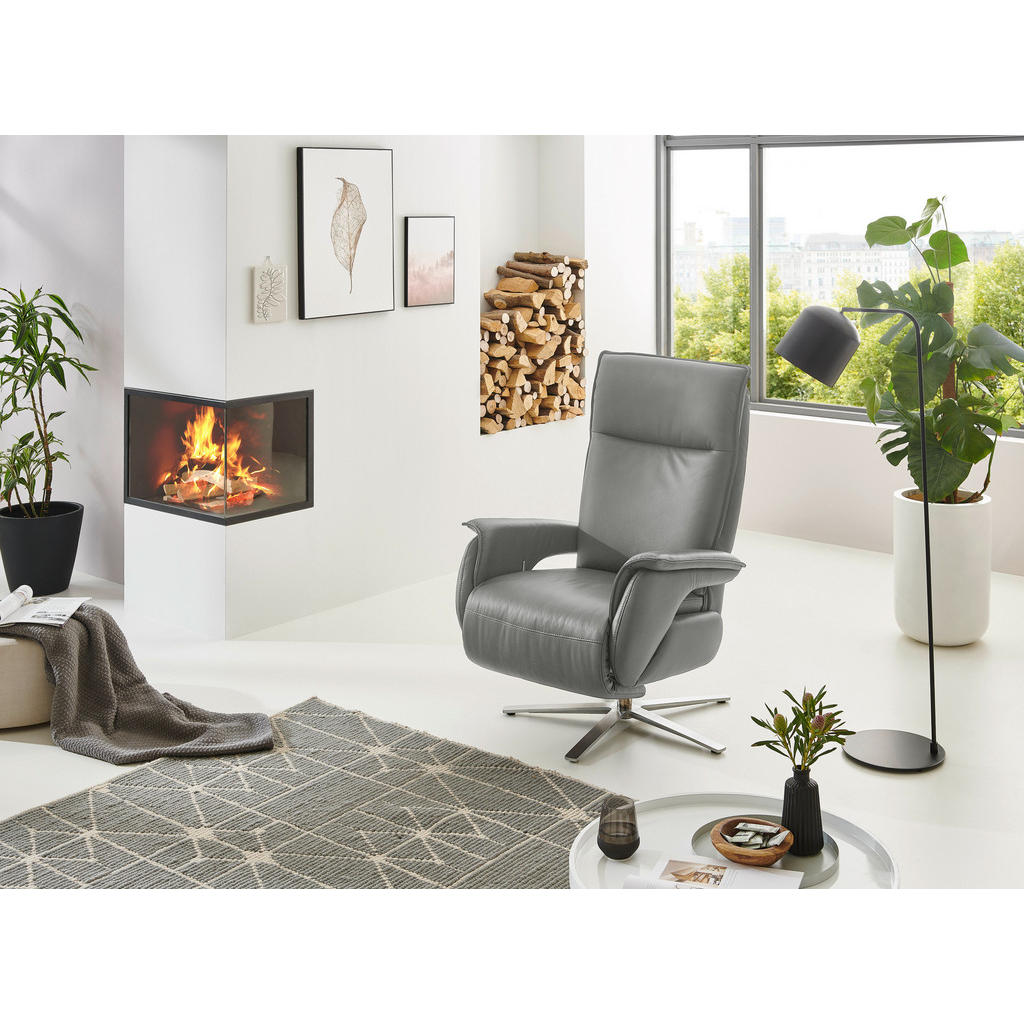 Thumbnail - Livetastic Relaxsessel, Hellgrau, Leder, Echtleder, Nappaleder, 77x116x80 cm, Made in EU, Relaxfunktion, Netzbetrieb, Wo...