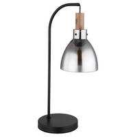 TISCHLEUCHTE - Schwarz, Design, Glas/Holzwerkstoff (25/18/55cm) - Globo