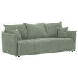 SCHLAFSOFA Plüsch Salbeigrün  inkl. Zierkissen, Rückenkissen, Bettkasten, Schlaffunktion, Rücken echt, Liegefläche im Originalstoff  - Salbeigrün/Schwarz, KONVENTIONELL, Kunststoff/Textil (200/73/105cm) - Carryhome