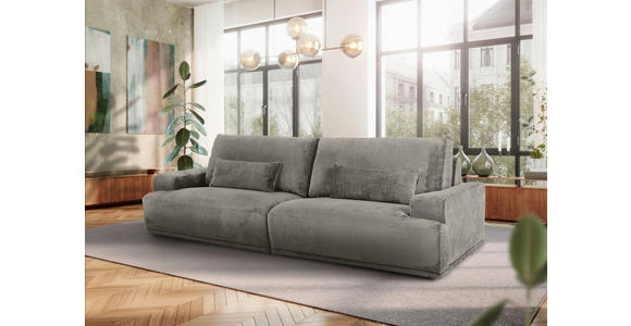 BIGSOFA Chenille Hellgrau - Hellgrau/Schwarz, KONVENTIONELL, Kunststoff/Textil (282/73/115cm) - Carryhome