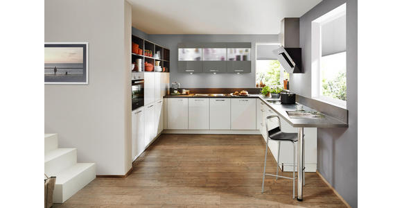 EINBAUKÜCHE   - Weiß/Grau, Design, Holzwerkstoff - Dieter Knoll