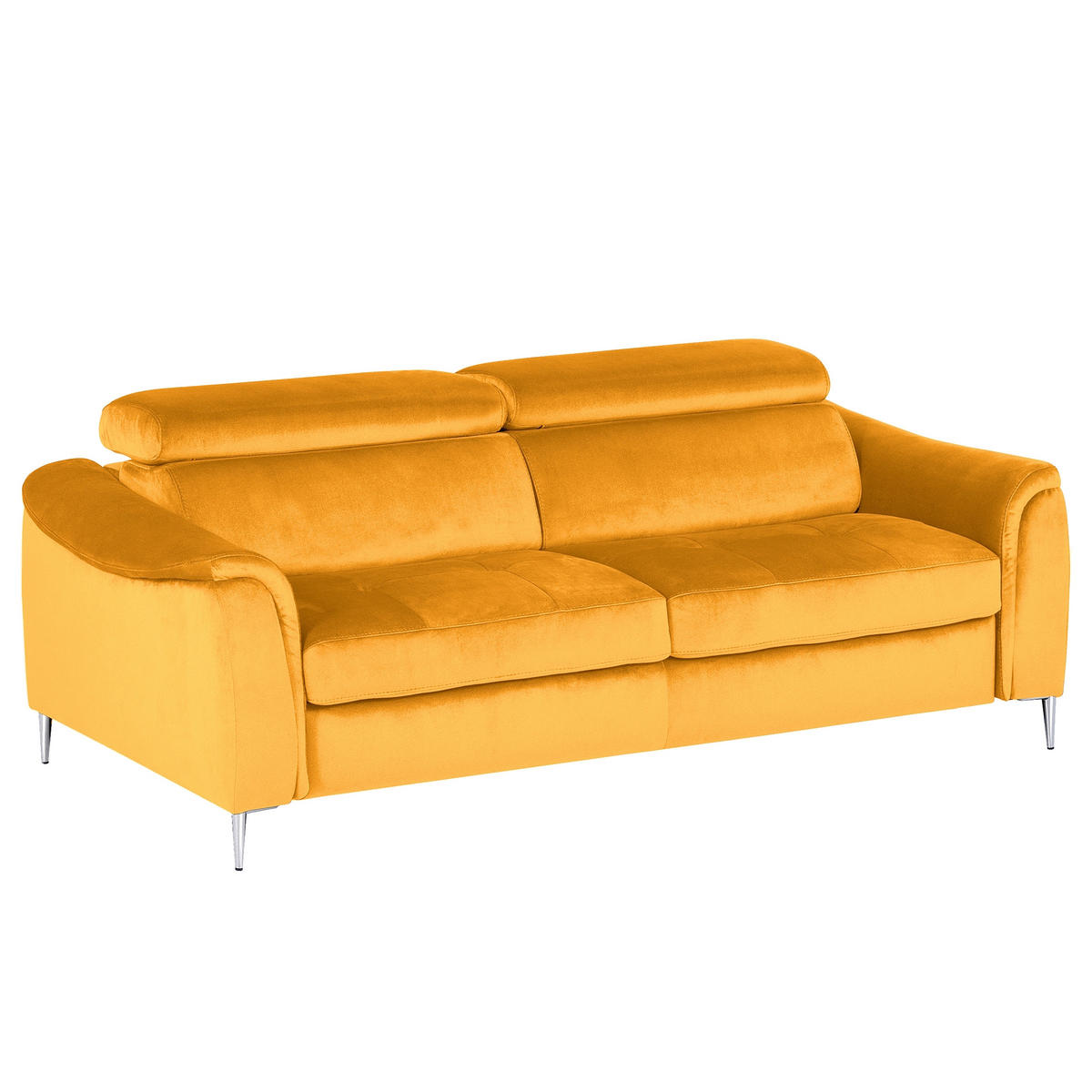 SCHLAFSOFA Samt Gelb  - Chromfarben/Gelb, Design, Textil/Metall (203/77-98/103cm) - MID.YOU