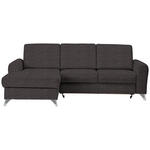 ECKSOFA in Flachgewebe Dunkelbraun  167/244 cm  - Dunkelbraun/Silberfarben, Design, Textil/Metall (167/244cm) - Cantus