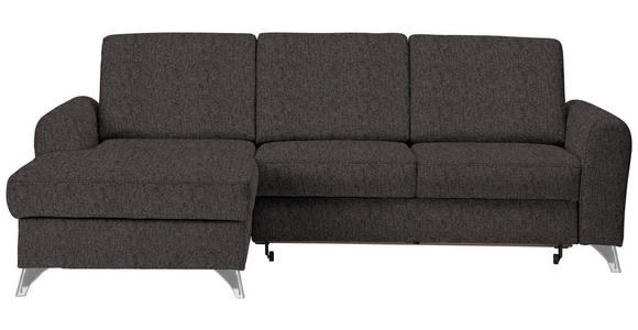 ECKSOFA in Flachgewebe Dunkelbraun  167/244 cm  - Dunkelbraun/Silberfarben, Design, Textil/Metall (167/244cm) - Cantus