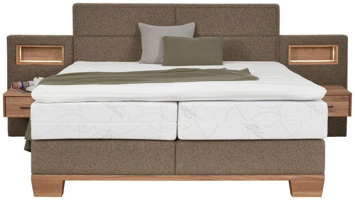 BOXSPRINGBETT 160/200 cm  in Braun, Eichefarben  - Eichefarben/Braun, Natur, Holz/Textil (160/200cm) - Valnatura