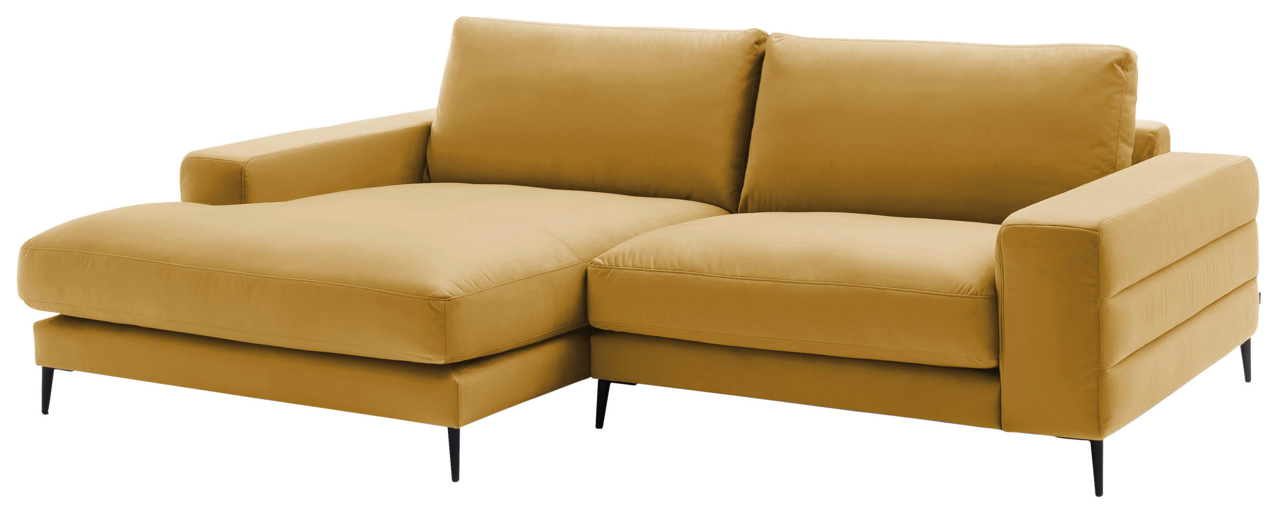 ECKSOFA in Velours Goldfarben  - Goldfarben/Schwarz, Design, Textil/Metall (177/253cm) - Dieter Knoll