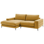 ECKSOFA in Velours Goldfarben  177/253 cm  - Goldfarben/Schwarz, Design, Textil/Metall (177/253cm) - Dieter Knoll
