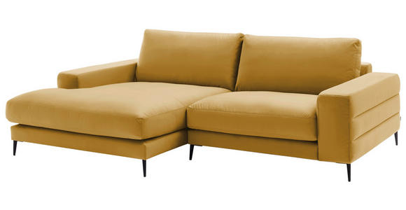 ECKSOFA in Velours Goldfarben 177/253 cm - Goldfarben/Schwarz, Design, Textil/Metall (177/253cm) - Dieter Knoll