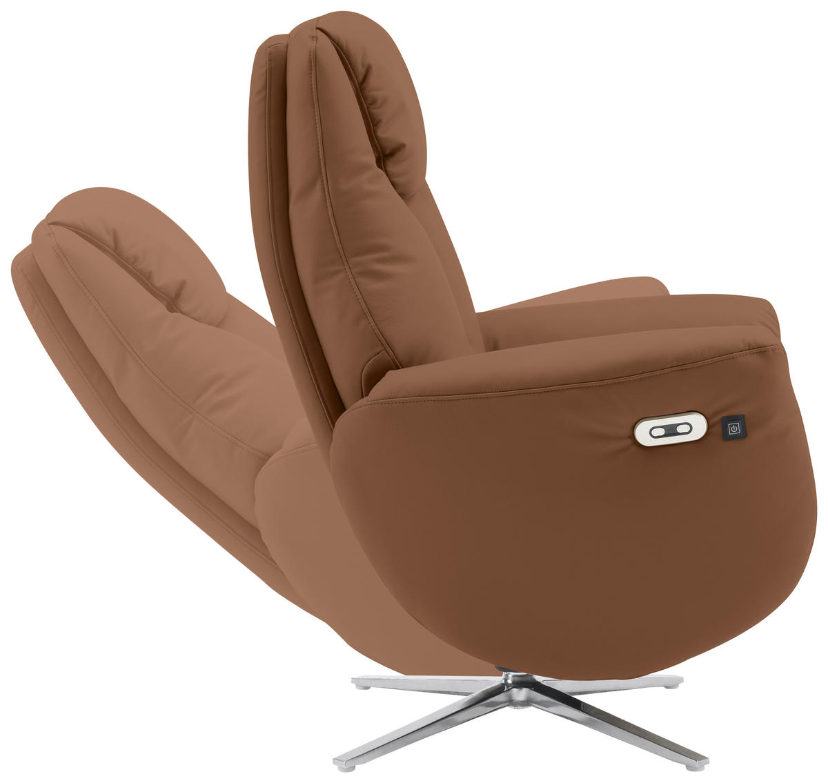 MASSAGESESSEL Echtleder Lederlook Braun    - Chromfarben/Braun, Design, Leder/Textil (79/110/85cm) - Livetastic