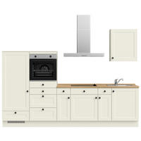 KÜCHENBLOCK 300 cm   in Weiß, Eichefarben  - Eichefarben/Schwarz, MODERN, Holzwerkstoff/Metall (300cm) - Nobilia