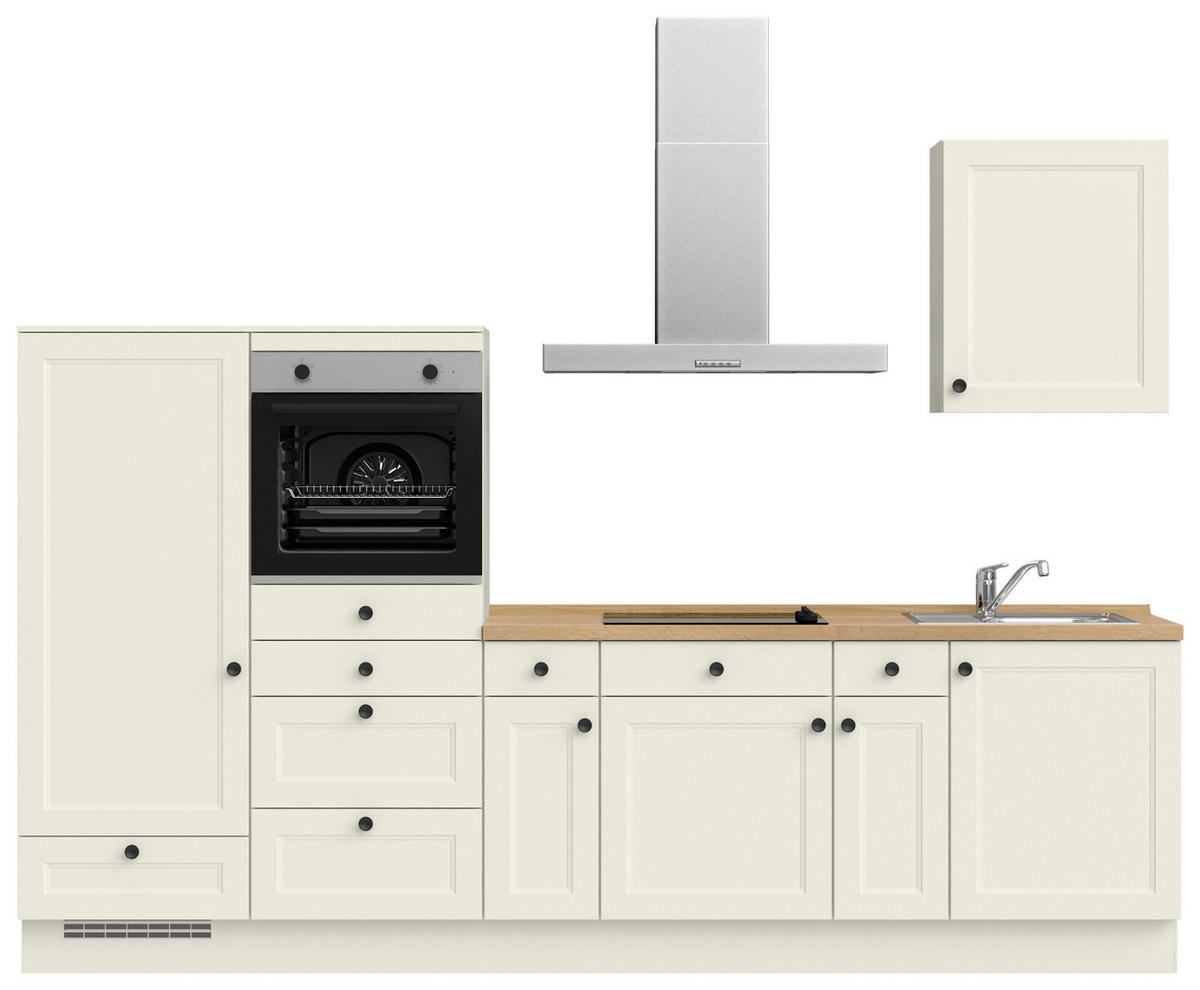 KÜCHENBLOCK 300 cm   in Weiß, Eichefarben  - Eichefarben/Schwarz, MODERN, Holzwerkstoff/Metall (300cm) - Nobilia