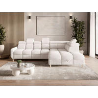 ECKSOFA BUN in Bouclé Weiß  - Elfenbein/Weiß, Design, Holz/Textil (276/209cm) - MID.YOU