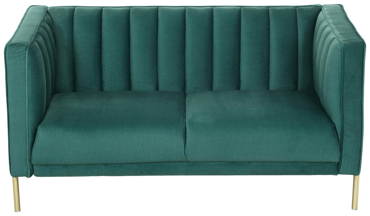 2-SITZER-SOFA Samt Grün  - Goldfarben/Grün, Design, Textil/Metall (144/75/85cm) - Livetastic