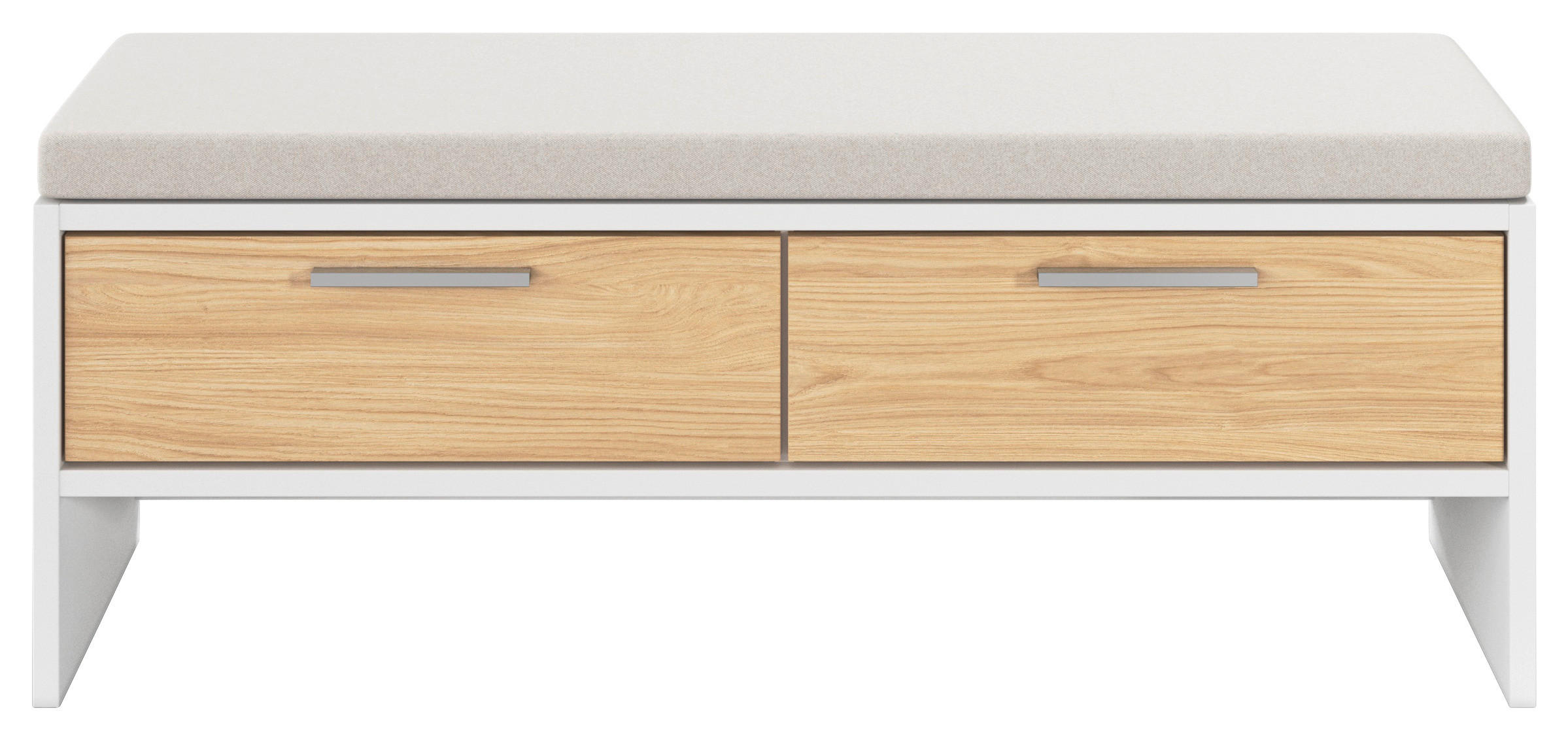 BETTBANK Weiß, Eichefarben  - Eichefarben/Weiß, KONVENTIONELL (125/48/37cm) - Rauch Möbel