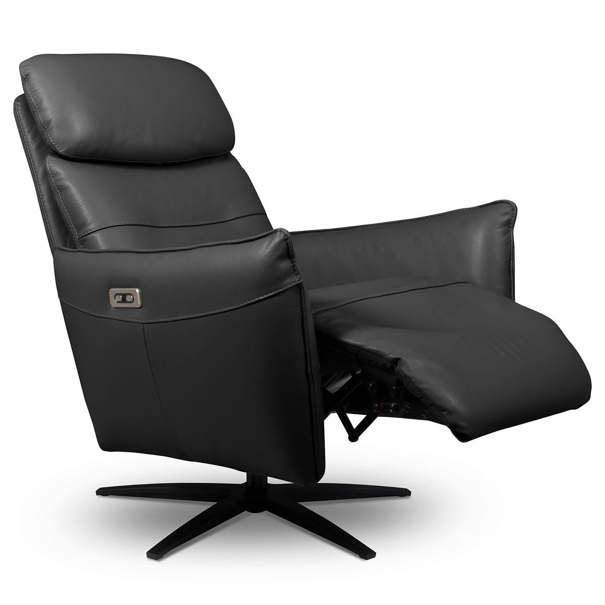 RELAXSESSEL Leder Schwarz  - Schwarz, Design, Leder/Metall (77/107/88cm) - Livetastic