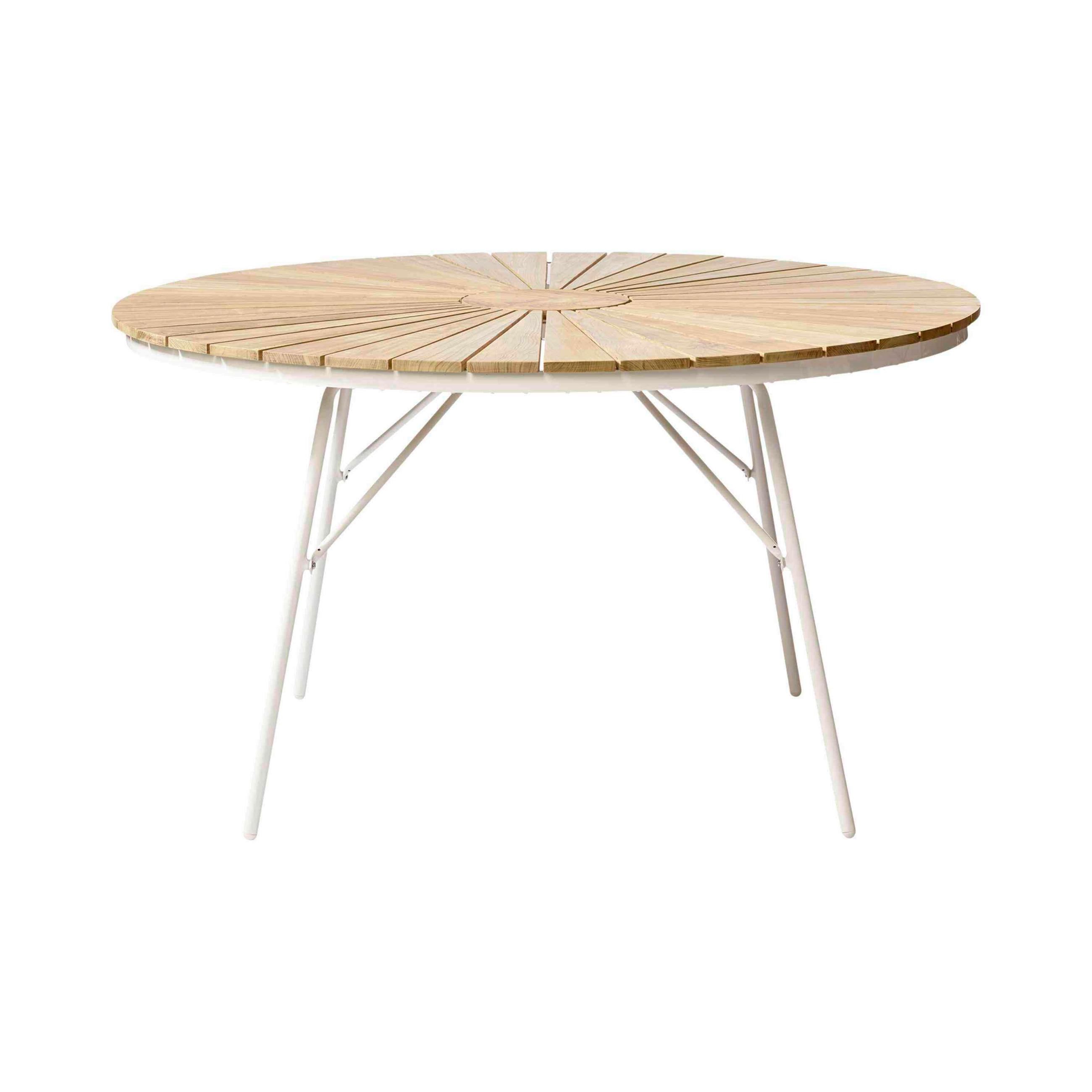 GARTENTISCH 130/130/74 cm Holz, Metall rund  - Weiß Hochglanz/Teakfarben, Natur, Holz/Metall (130/130/74cm) - Gardenson