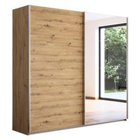 SCHWEBETÜRENSCHRANK  in Eiche Artisan  - Alufarben/Eiche Artisan, KONVENTIONELL, Glas/Holzwerkstoff (225/229/62cm) - Xora