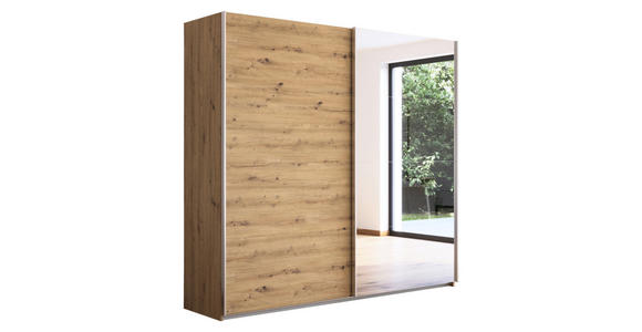 SCHWEBETÜRENSCHRANK  in Eiche Artisan  - Alufarben/Eiche Artisan, KONVENTIONELL, Glas/Holzwerkstoff (225/210/62cm) - Xora