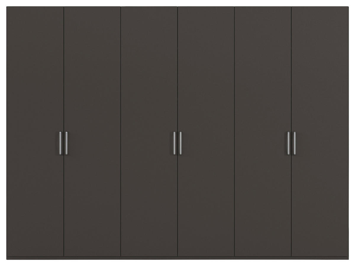 DREHTÜRENSCHRANK 301/223/61 cm,  in Graphitfarben, 6-türig  - Edelstahlfarben/Graphitfarben, Basics, Holzwerkstoff/Metall (301/223/61cm) - Novel