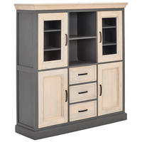 HIGHBOARD Kigali  in 140/145/40 cm  - Schwarz/Naturfarben, Natur, Glas/Holz (140/145/40cm) - Livetastic