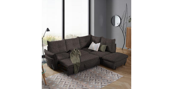 ECKSOFA Dunkelbraun Bouclé  - Dunkelbraun/Schwarz, Design, Textil/Metall (250/220cm) - Xora