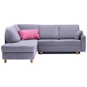WOHNLANDSCHAFT in Textil Grau - Eichefarben/Rot, KONVENTIONELL, Holz/Textil (208/226cm) - Sedda
