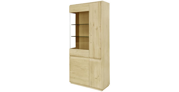 VITRINE Asteiche massiv Eichefarben - Eichefarben, Natur, Glas/Holz (95/201/41cm) - Linea Natura