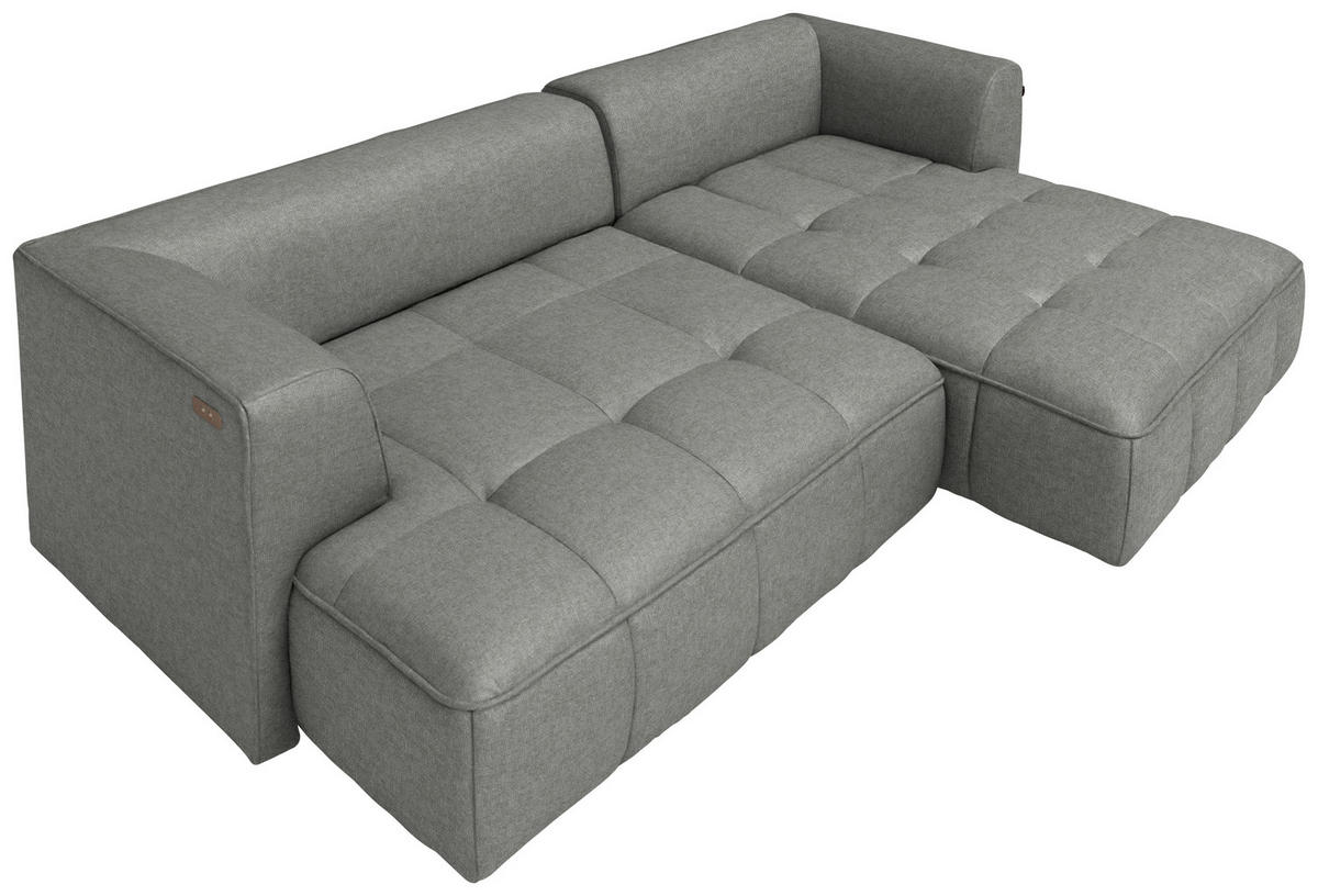 ECKSOFA Webstoff Grau  - Schwarz/Grau, Design, Kunststoff/Textil (288/188cm) - Welnova