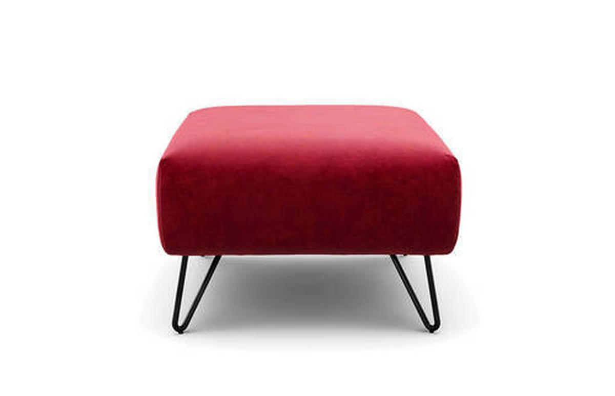 HOCKER in Textil Rot  - Rot/Schwarz, Design, Textil/Metall (90/70/46cm) - SENSOO